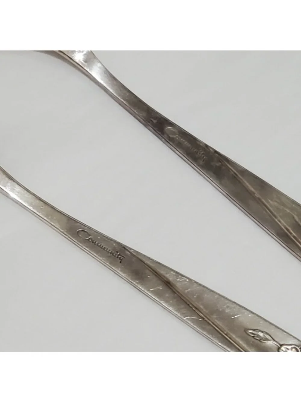 Oneida Morning Rose Serving Spoons Set  silverplate floral 1960s slotted 8.75